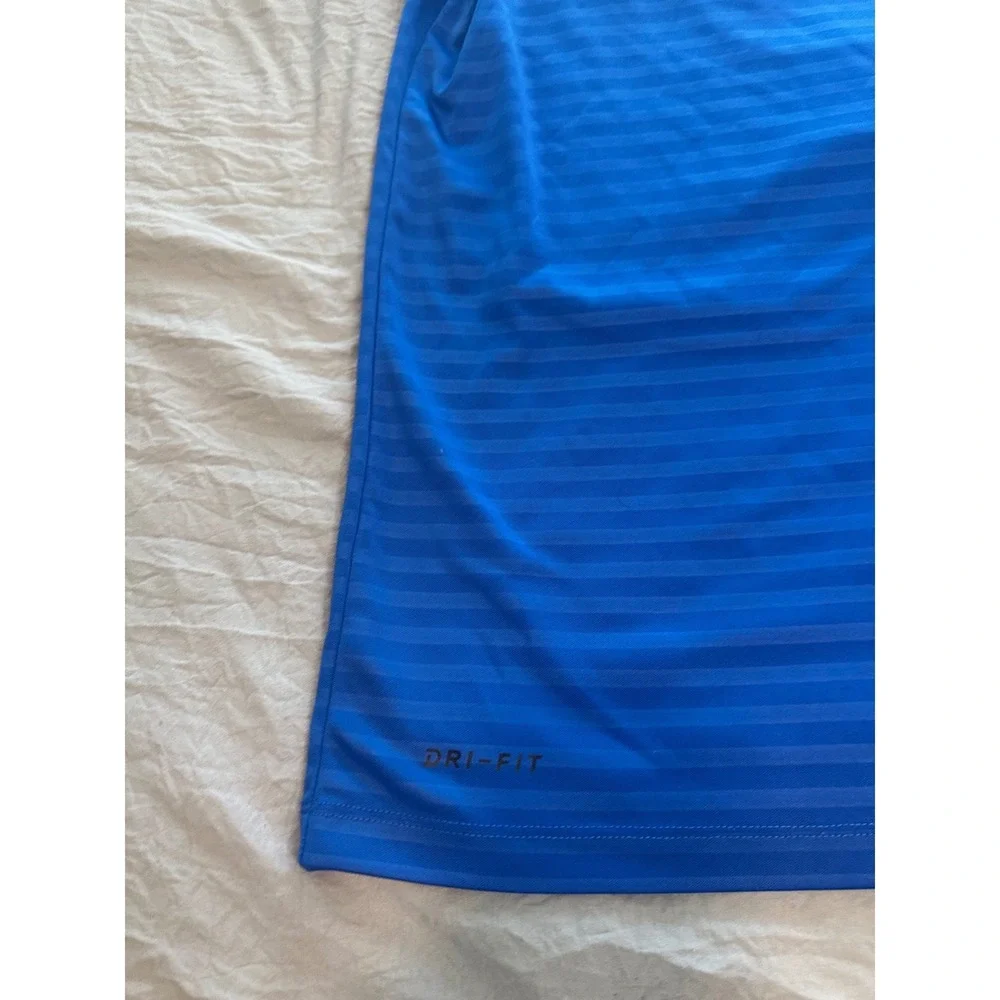 Nike Dri-FIT Mens XXL Blue Striped Short Sleeve Golf Polo Shirt Athletic Top